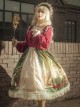Brumaire Coup Series Court Red Velvet Retro Upper Body Oil Painting Printed Skirt Hem Classic Lolita Long-Sleeved Dress