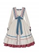 Plaid Collar Star Button Decoration Drawstring Cuffs Elegant Autumn Winter Classic Lolita Long-Sleeved Dress