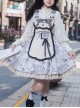 Berlin Daily Series Vintage Newspaper Print Detachable Apron Panel Lace Classic Lolita Sleeveless Dress