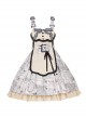 Berlin Daily Series Vintage Newspaper Print Detachable Apron Panel Lace Classic Lolita Sleeveless Dress