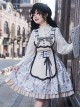 Berlin Daily Series Vintage Newspaper Print Detachable Apron Panel Lace Classic Lolita Sleeveless Dress
