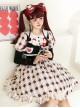 Hat Trick Series Cute Lace Doll Collar Retro Sweetheart Rhombus Print Detachable Black Vest Classic Lolita Long-Sleeved Dress Set