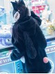 Gulu Rabbit Series Black Pink Contrasting Color Sweet Cool Plush Winter Warm Classic Lolita Long-Sleeved Coat