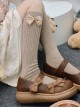 Solid Color Japanese Vertical Stripe Cute Little Bear Bow-Knot Decoration Sweet Lolita Socks