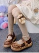 Solid Color Japanese Vertical Stripe Cute Little Bear Bow-Knot Decoration Sweet Lolita Socks