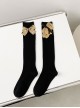 Solid Color Japanese Vertical Stripe Cute Little Bear Bow-Knot Decoration Sweet Lolita Socks