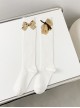 Solid Color Japanese Vertical Stripe Cute Little Bear Bow-Knot Decoration Sweet Lolita Socks