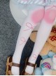 Cute White Knee Blush Velvet Bow Print Sweet Lolita Pantyhose