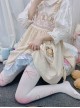 Cute White Knee Blush Velvet Bow Print Sweet Lolita Pantyhose