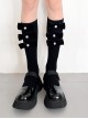 Pure Color Velvet Bow-Knot Rose Decoration Sweet Lolita Mid Calf Socks