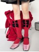 Pure Color Velvet Bow-Knot Rose Decoration Sweet Lolita Mid Calf Socks