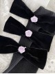 Pure Color Velvet Bow-Knot Rose Decoration Sweet Lolita Mid Calf Socks