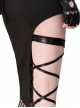 Black Punk Thigh Lacing Sexy Fishnet Asymmetric Design Punk Lolita Socks