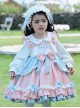 Solid Color Doll Collar Embroidered Lace Bow-Knot Decorate Velvet Sweet Lolita Kids Long Sleeve Dress