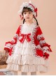 Red Autumn Winter Lace Bow-Knot Multi-Layer Hem Design Classic Lolita Kids Long Sleeve Dress