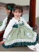 Flower Embroidery Fresh Green Lace Hem Classic Lolita Kids Long Sleeve Dress