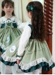 Flower Embroidery Fresh Green Lace Hem Classic Lolita Kids Long Sleeve Dress