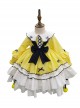 Cute Doll Collar Bowknot Hem Fur Ball Frenulum Stitching Lantern Sleeves Classic Lolita Kids Long-Sleeved Dress