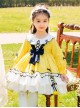 Cute Doll Collar Bowknot Hem Fur Ball Frenulum Stitching Lantern Sleeves Classic Lolita Kids Long-Sleeved Dress