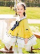 Cute Doll Collar Bowknot Hem Fur Ball Frenulum Stitching Lantern Sleeves Classic Lolita Kids Long-Sleeved Dress