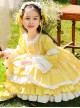 Retro Court Yellow Stitching Lace Multi-Layered Hem Design Bowknot Decoration Classic Lolita Kids Long-Sleeved Dress