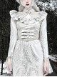 The Call Of Snow Country Series Gothic Suede Silver Silk Flower Embroidered Fishbone Tassel Corsets