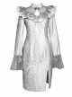 The Call Of Snow Country Series Gothic Stand-Up Collar Lace Ruffled Velvet Jacquard Modified Cheongsam Slit Dress