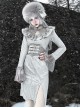 The Call Of Snow Country Series Gothic Stand-Up Collar Lace Ruffled Velvet Jacquard Modified Cheongsam Slit Dress