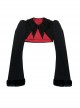 Fog Series Classic Gothic Bat Collar Fur Sleeve Design Halloween Long Sleeve Short Coat