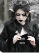 Fog Series Classic Gothic Bat Collar Fur Sleeve Design Halloween Long Sleeve Short Coat