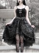 Fog Series Velvet Jacquard Tassel Decorated Lace Irregular Hem Design Classical Gothic Sleeveless Dress