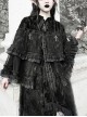 Fog Series Classical Gothic Stand-Up Collar Velvet Jacquard Embroidery Lace Cross Metal Decoration Lacing Cloak