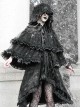 Fog Series Classical Gothic Stand-Up Collar Velvet Jacquard Embroidery Lace Cross Metal Decoration Lacing Cloak