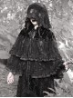 Fog Series Classical Gothic Stand-Up Collar Velvet Jacquard Embroidery Lace Cross Metal Decoration Lacing Cloak