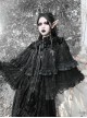 Fog Series Classical Gothic Stand-Up Collar Velvet Jacquard Embroidery Lace Cross Metal Decoration Lacing Cloak