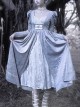Swan Falling Dream Series Gray Purple Embroidered Swan Wings On The Chest Overlap White Velvet Bow Decoration Lace Gothic Long-Sleeved Dress