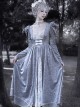 Swan Falling Dream Series Gray Purple Embroidered Swan Wings On The Chest Overlap White Velvet Bow Decoration Lace Gothic Long-Sleeved Dress