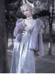 Swan Falling Dream Series Gray Purple Embroidered Swan Wings On The Chest Overlap White Velvet Bow Decoration Lace Gothic Long-Sleeved Dress