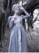 Swan Falling Dream Series Gray Purple Embroidered Swan Wings On The Chest Overlap White Velvet Bow Decoration Lace Gothic Long-Sleeved Dress