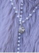 Swan Falling Dream Series Grey Purple Eco-Friendly Fur Bead Chain Rhinestone Decoration Imitation Fox Fur Winter Warm Gothic Coat