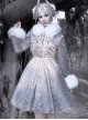 Swan Falling Dream Series Gray Purple Retro Gothic Jacquard Heart Horn Button Fur Collar Fur Cuffs Winter Thickening Warm Coat