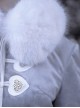 Swan Falling Dream Series Gray Purple Retro Gothic Jacquard Heart Horn Button Fur Collar Fur Cuffs Winter Thickening Warm Coat