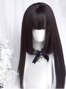 Spade A Series Natural Black Pick Dyeing White Princess Cut Straight Hair Qi Bangs Classic Lolita Wig