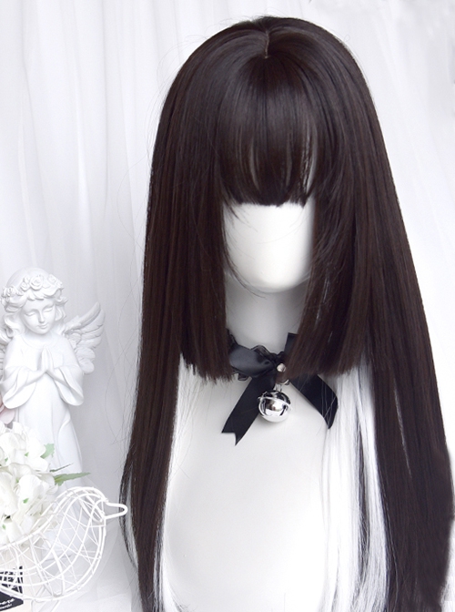 Spade A Series Natural Black Pick Dyeing White Princess Cut Straight Hair Qi Bangs Classic Lolita Wig