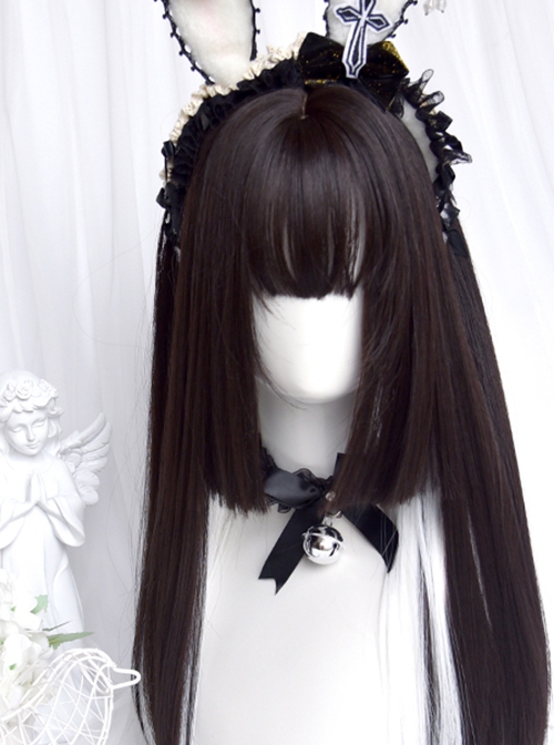 Spade A Series Natural Black Pick Dyeing White Princess Cut Straight Hair Qi Bangs Classic Lolita Wig