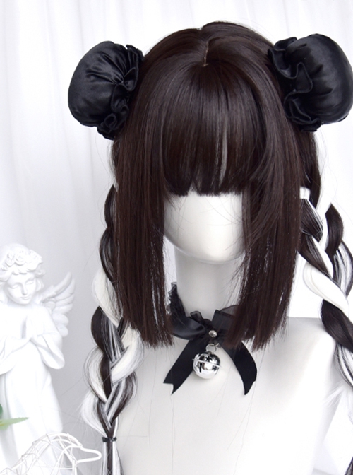 Spade A Series Natural Black Pick Dyeing White Princess Cut Straight Hair Qi Bangs Classic Lolita Wig