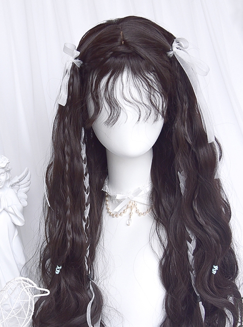 Earl Gray Tea Series Retro French Middle Score Natural Black Water Ripple Classic Lolita Wig