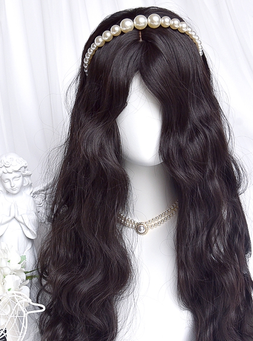 Earl Gray Tea Series Retro French Middle Score Natural Black Water Ripple Classic Lolita Wig