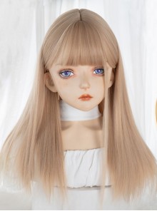 Golden Qi Bangs Daily Natural Long Straight Hair Classic Lolita Wig