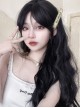 Natural Black Internet Celebrity Daily Middle Parted Bangs Long Curly Hair Classic Lolita Wig